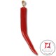 Pendente Corallo rosso Extra cornetto grande design napoletano in Oro 18K id2221