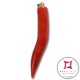Pendente Corallo rosso Extra cornetto grande design napoletano in Oro 18K id2227