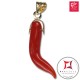 Portafortuna Cornetto Corallo rosso Extra pendente piccolo in Oro 18K id2233