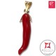 Portafortuna Cornetto Corallo rosso Extra pendente piccolo in Oro 18K id2237