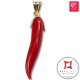 Portafortuna Cornetto Corallo rosso Extra pendente piccolo in Oro 18K id2240