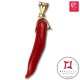 Portafortuna Cornetto Corallo rosso Extra pendente piccolo in Oro 18K id2242