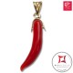 Portafortuna Cornetto Corallo rosso Extra pendente piccolo in Oro 18K id2243