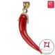 Portafortuna Cornetto Corallo rosso Extra pendente piccolo in Oro 18K id2249
