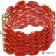 Bracciale Corallo rosso Extra Cerasuolo navetta 6 file in Oro giallo 18K