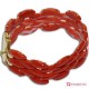 Bracciale Corallo rosso Extra Cerasuolo navetta 3 file in Oro giallo 18K