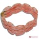 Bracciale Corallo rosa Extra navetta 3 file in Oro giallo 18K