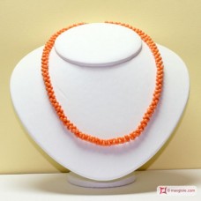 Collana Coralloide Bambu rosa tessito 4mm in Argento placcato Oro