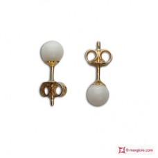 Orecchini Corallo bianco Extra 4-4½mm in Oro 18K