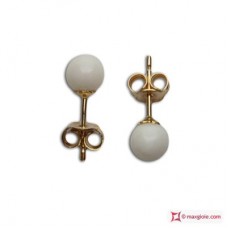 Orecchini Corallo bianco Extra 4½-5mm in Oro 18K