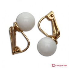 Orecchini Corallo bianco Extra 7½-8mm in Oro 18K clip