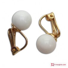 Orecchini Corallo bianco Extra 8-8½mm in Oro 18K clip