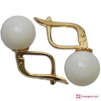 Orecchini Corallo bianco Extra 9-9½mm in Oro 18K m