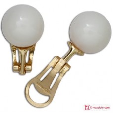 Orecchini Corallo bianco Extra 11½-12mm in Oro 18K clip g