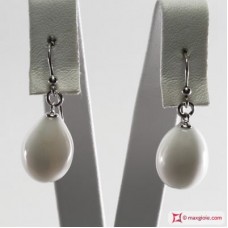 Orecchini Corallo bianco Extra poire 12x16mm in Oro 18K