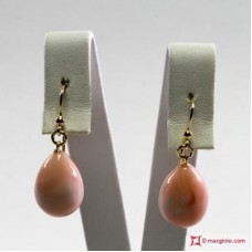 Orecchini Corallo rosa Extra poire 12x16mm in Oro 18K