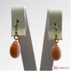 Orecchini Corallo rosa Extra poire 9x14mm in Oro 18K