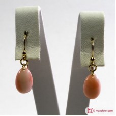 Orecchini Corallo rosa Extra poire 8x12mm in Oro 18K
