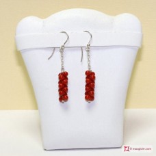 Orecchini Coralloide Bambù rosso 3mm in Argento