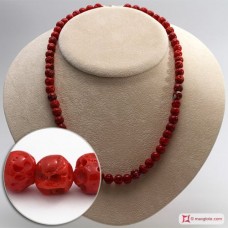 Collana Corallo rosso del Mediterraneo pallini mush 7½-8½mm in Oro 18K