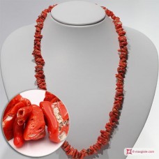 Collana Corallo rosso del Mediterraneo spezzatini II ±60g in Argento