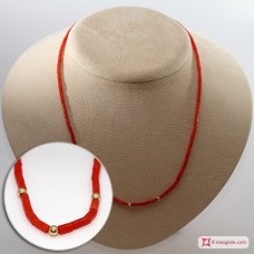 Collana Corallo rosso Extra cannettine 2½mm pallini 3mm Oro in Oro 18K