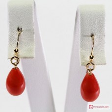 Orecchini Corallo rosso Extra poire 8x13mm in Oro 18K