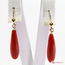 Orecchini Corallo rosso Extra goccia 7¾x28½mm in Oro 18K