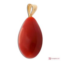 Pendente Corallo rosso Extra poire 6½x11mm in Oro 18K