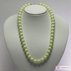 Collana Crisoprasio lemon pallini 12mm in Argento