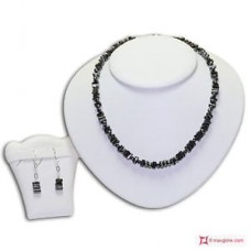 Collana e orecchini Ematite 4x8mm in Argento
