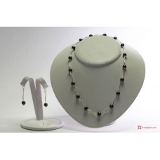 Collana e Orecchini Ematite 8mm segmenti in Argento