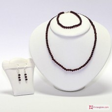 Collana, Orecchini e Bracciale Granato 5mm in Argento
