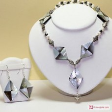 Collana e Orecchini Perle, Ematite e Madreperla in Argento Id10