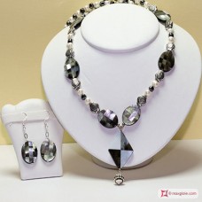 Collana e Orecchini Perle, Ematite e Madreperla in Argento Id11