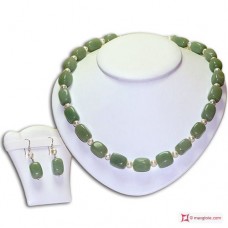 Collana Orecchini Avventurina e Perle in Argento