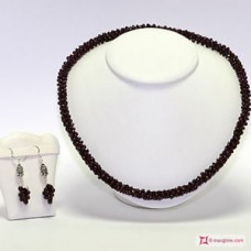 Collana e Orecchini Granato tessiti 4-5mm in Argento