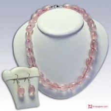 Collana e Orecchini Quarzo rosa in Argento
