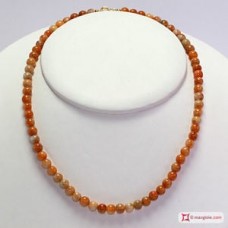 Collana Calcite arancio pallini 5½-6mm in Argento