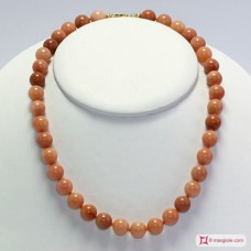 Collana Avventurina rossa pallini 10mm in Argento