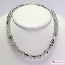 Collana Quarzo rutilato faccettato 10mm in Argento