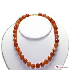 Collana Corniola striata 12mm in Argento