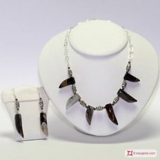 Collana e Orecchini Agata Botswana e componenti in Argento