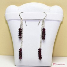 Orecchini Granato rondelle faccettate 5mm catenine in Argento