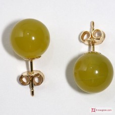 Orecchini Giada Coreana 10mm in Oro 18K