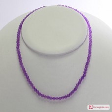 Collana Giada lilla pallini 4mm in Argento