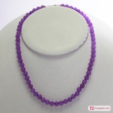 Collana Giada lilla pallini 6mm in Argento