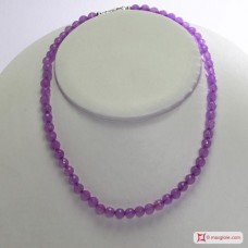 Collana Giada lilla faccettato pallini 6mm in Argento
