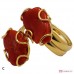Anello Corallo rosso 2 spole in Argento 925 placcato Oro [scelte multiple]