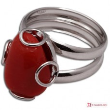 Anello Corallo rosso 1 spola in Argento 925 rodiato [scelte multiple]